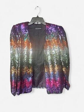 Multicolor Sequin Open Front Jacket by